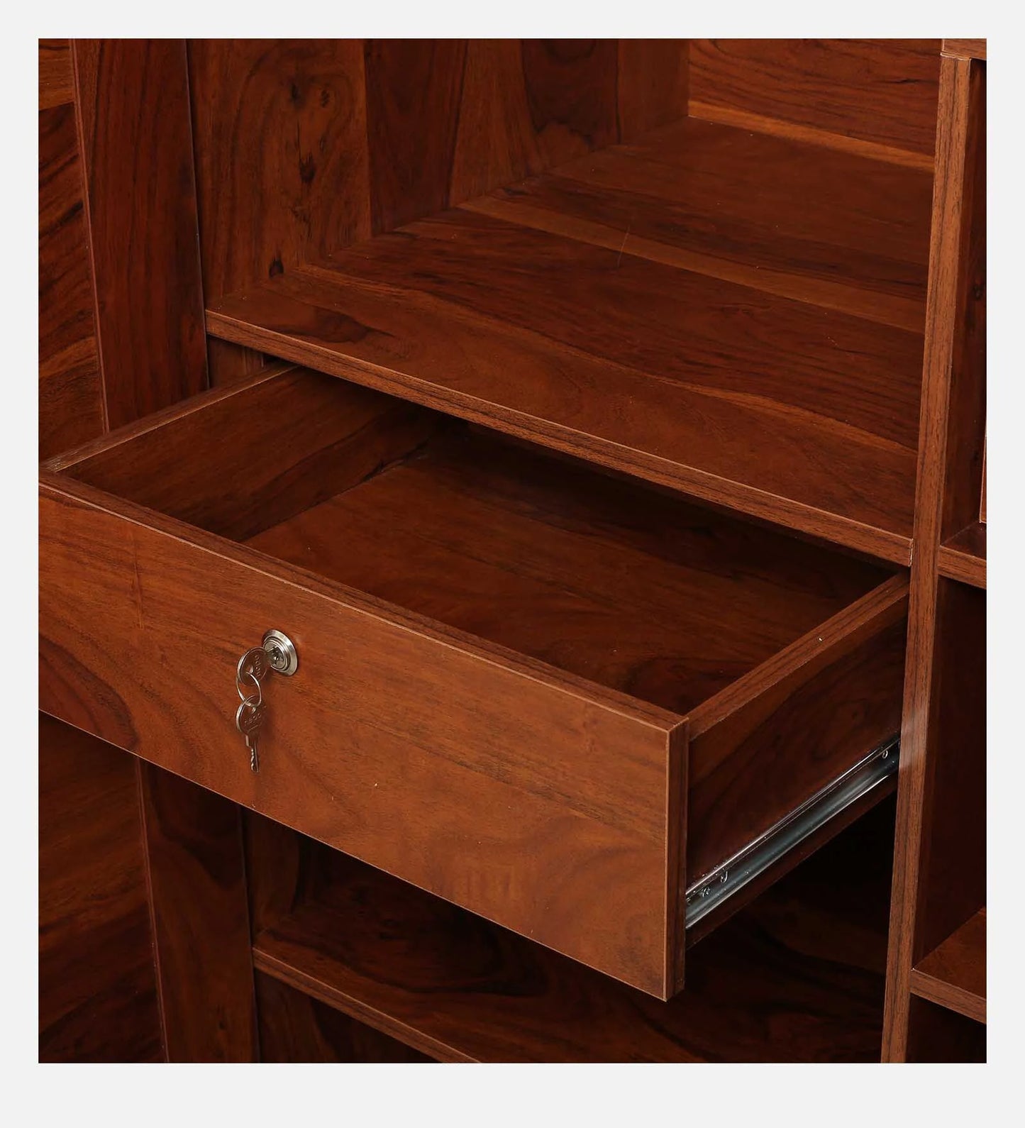 3 Door Wardrobe in Sheesham Woodpore Finish With Drawer & Locker