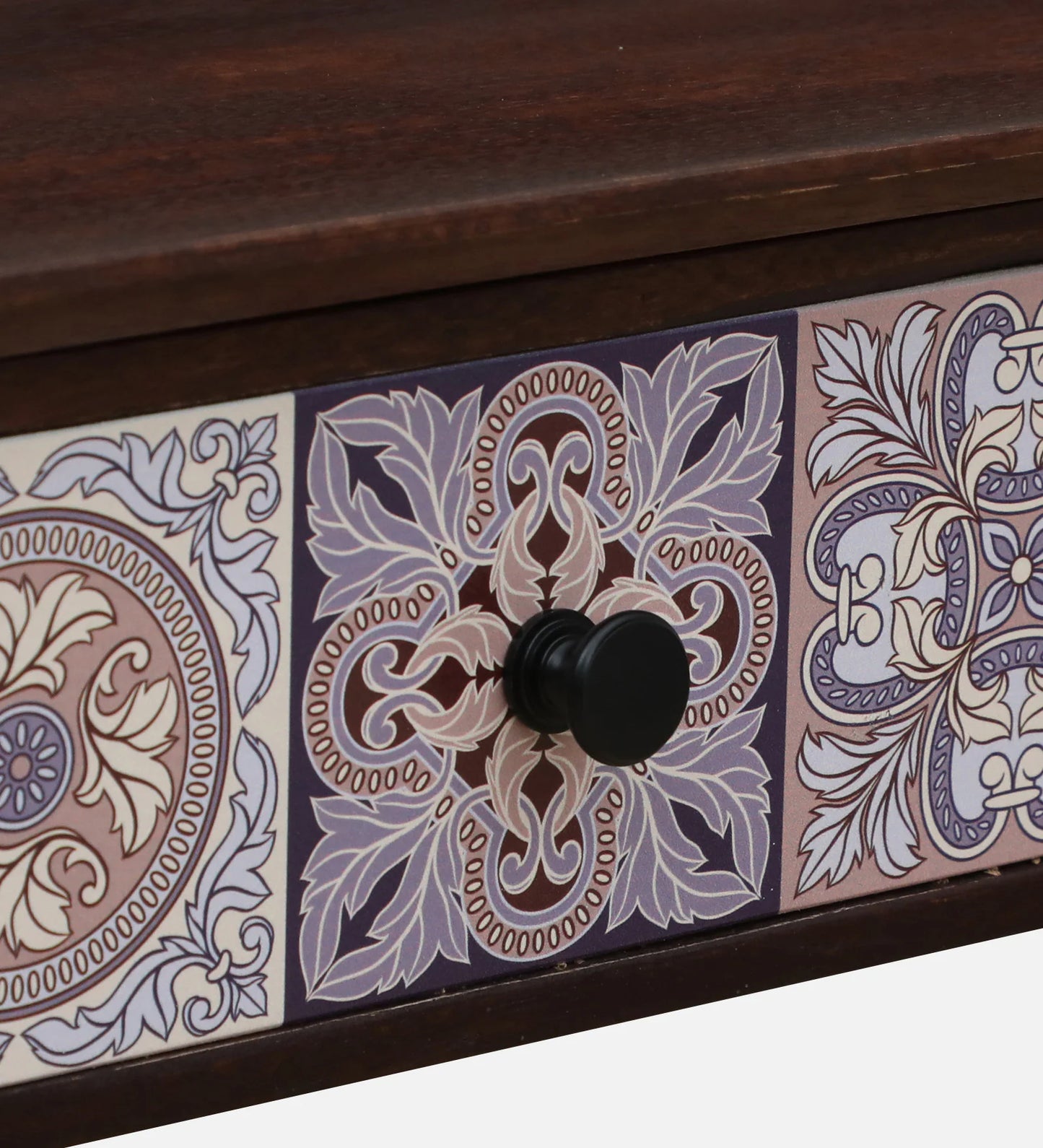 Zellige Solid Wood Console Table In Tubbaq Finish With Drawer