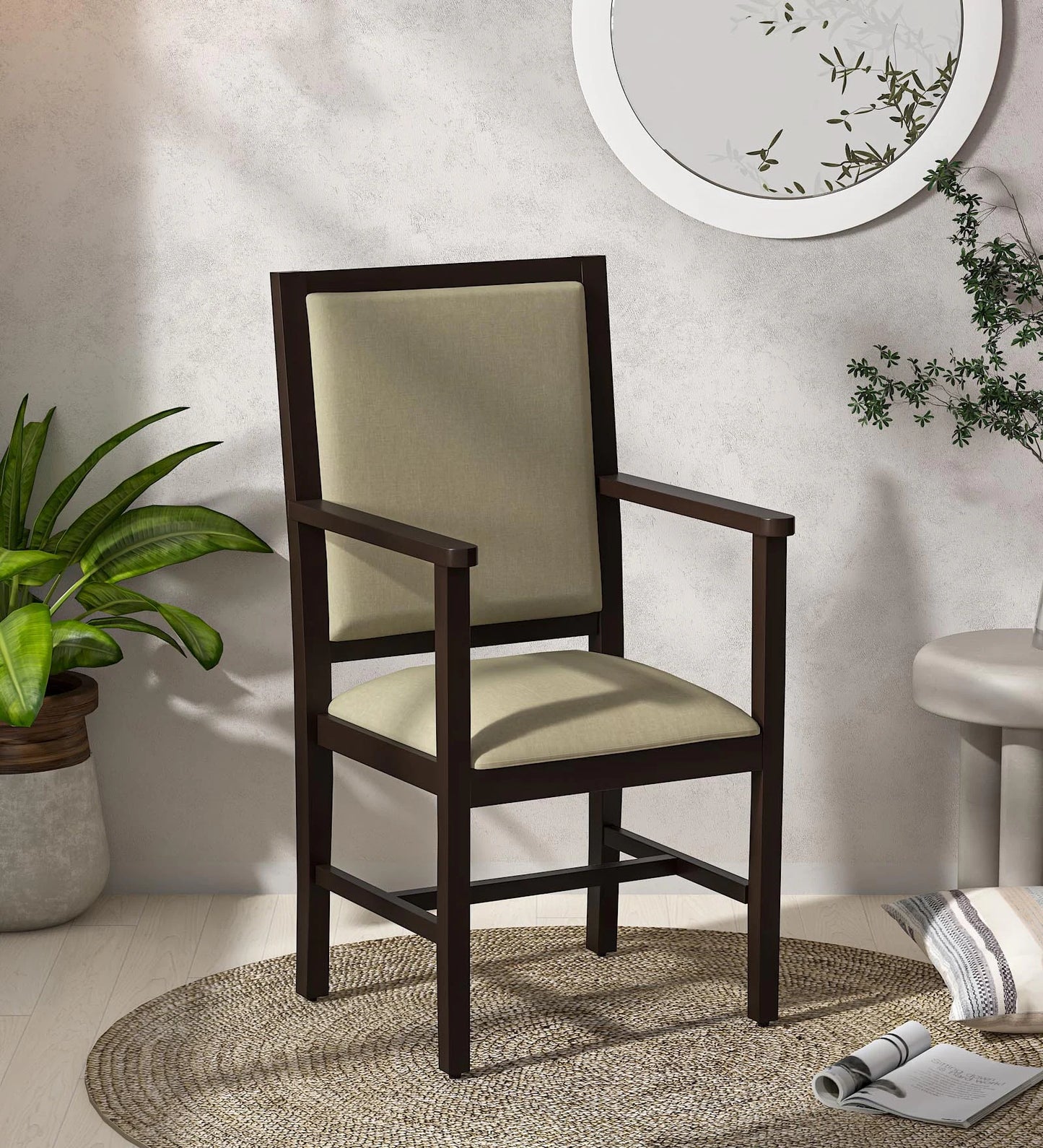 Peshtigo Sheesham Wood Arm Chair In Provincial Teak Finish