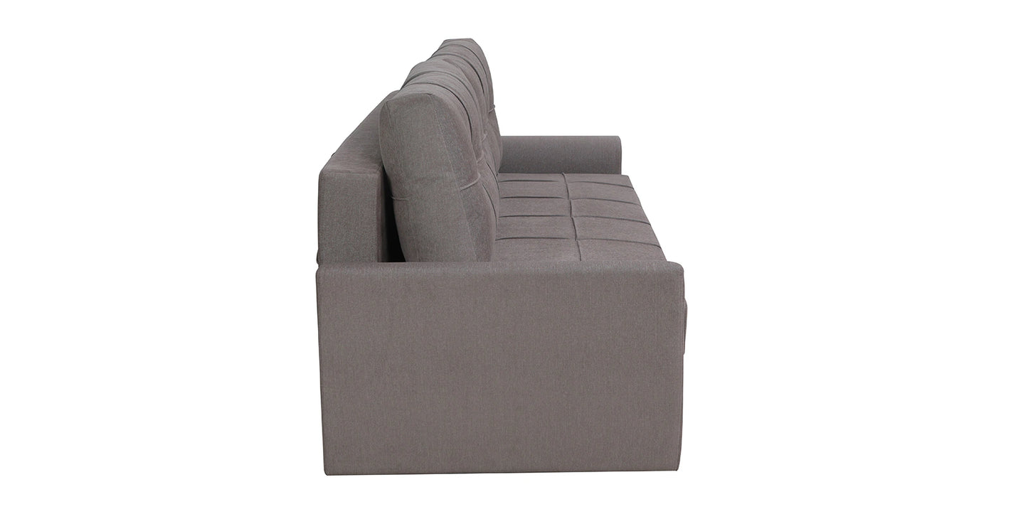 Fabric Pull Out Sofa Cum Bed In Sandy Brown Colour With Storage