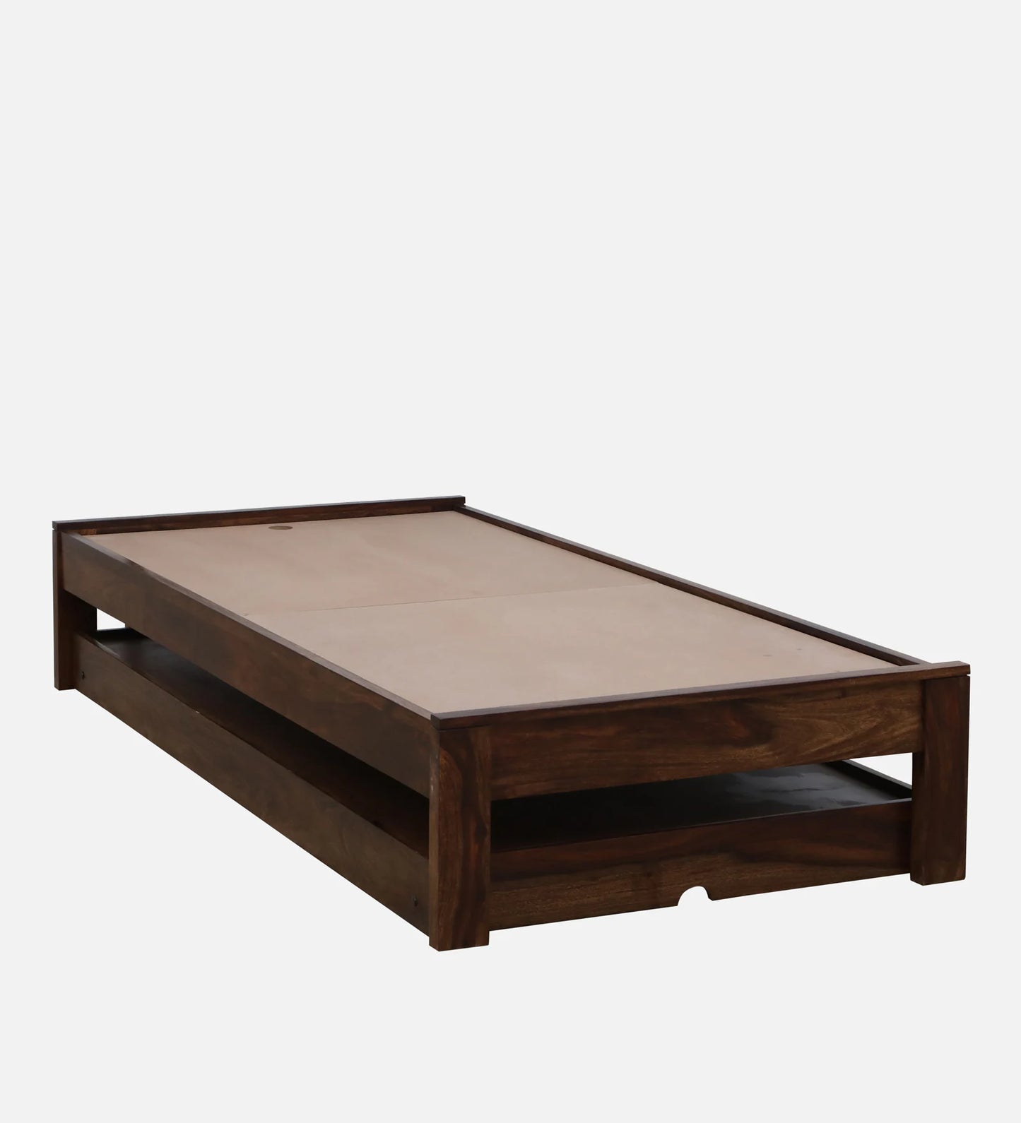 Sheesham Wood Single Bed In Provincial Teak Finish With Trundle