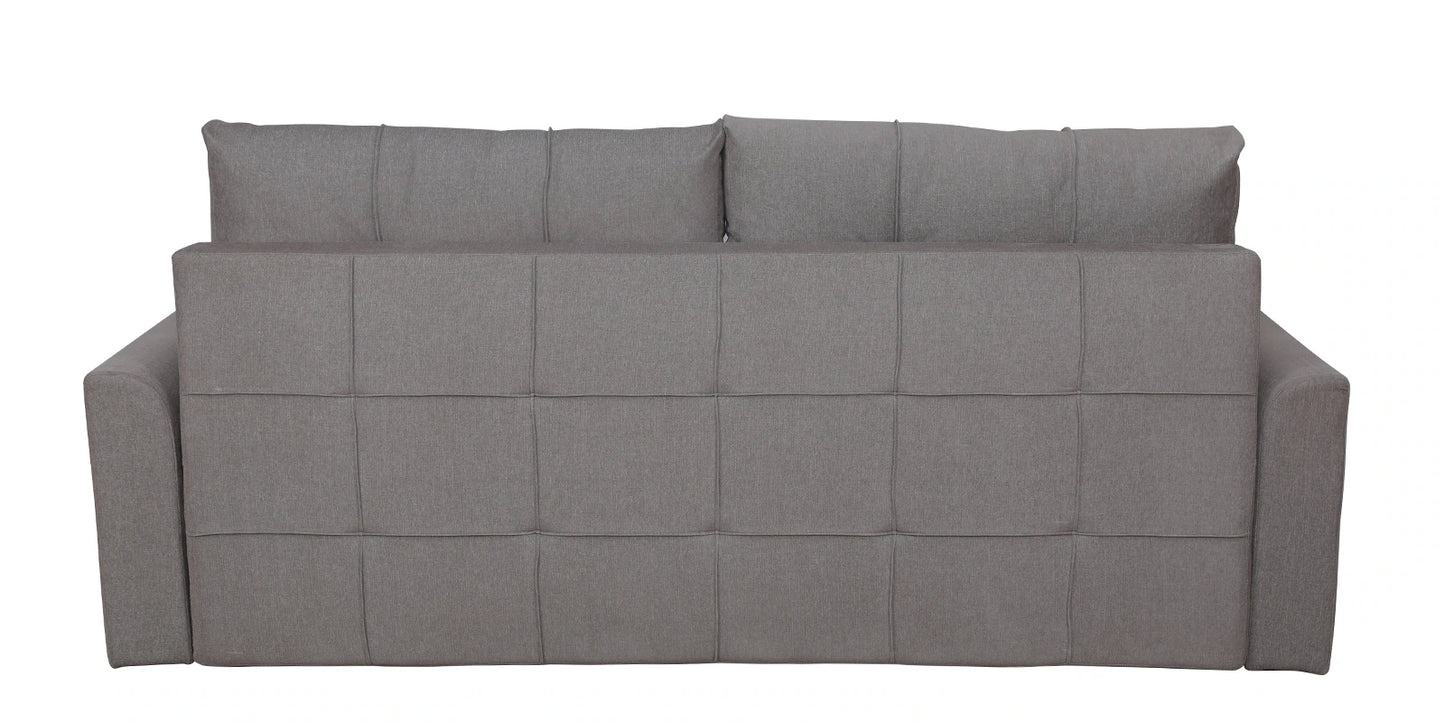 Fabric Pull Out Sofa Cum Bed In Sandy Brown Colour With Storage