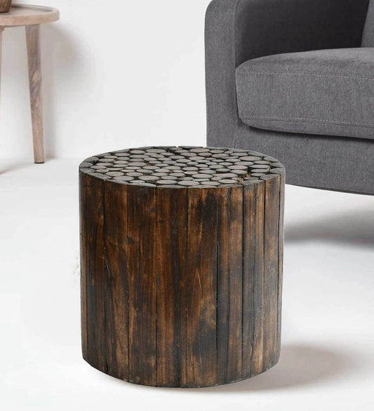 Solid Wood Foot Stool in Brown Colour