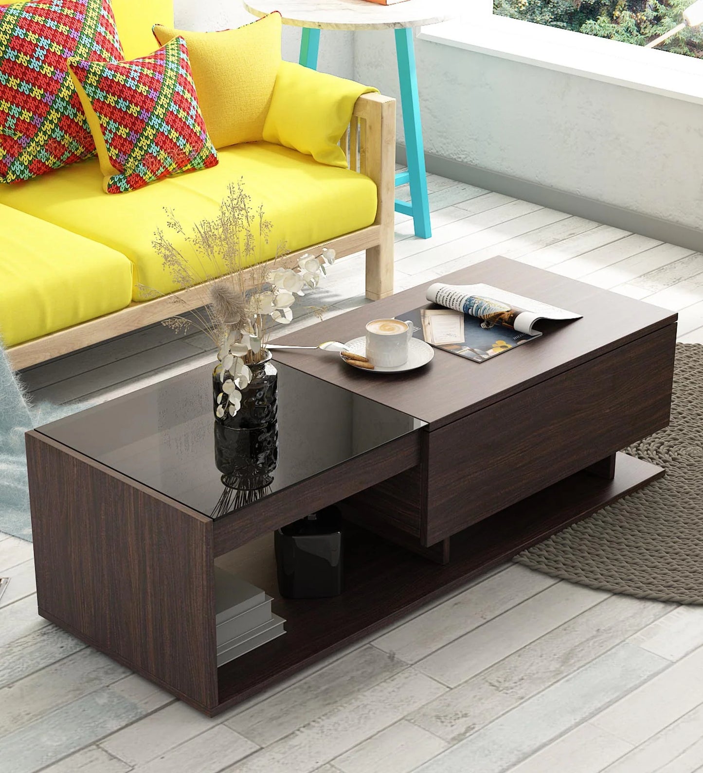 Eco Large Coffee Table In Choco Walnut Finish