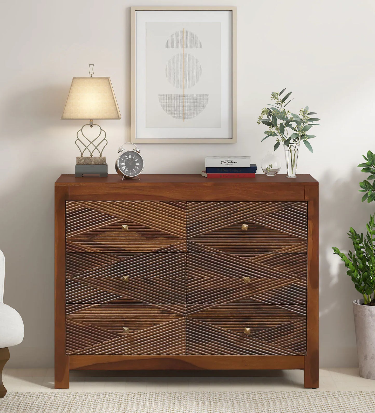 Sheesham Wood Chest Of Drawers In Provincial Teak Finish