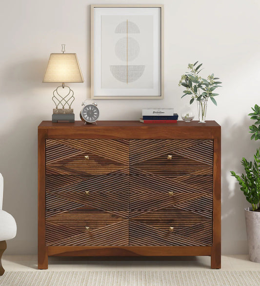 Sheesham Wood Chest Of Drawers In Provincial Teak Finish