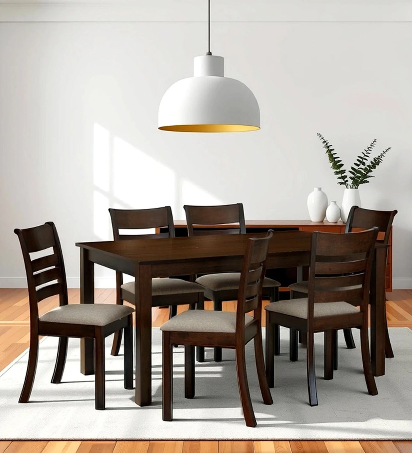 6 Seater Dining Sets In Brown Finish