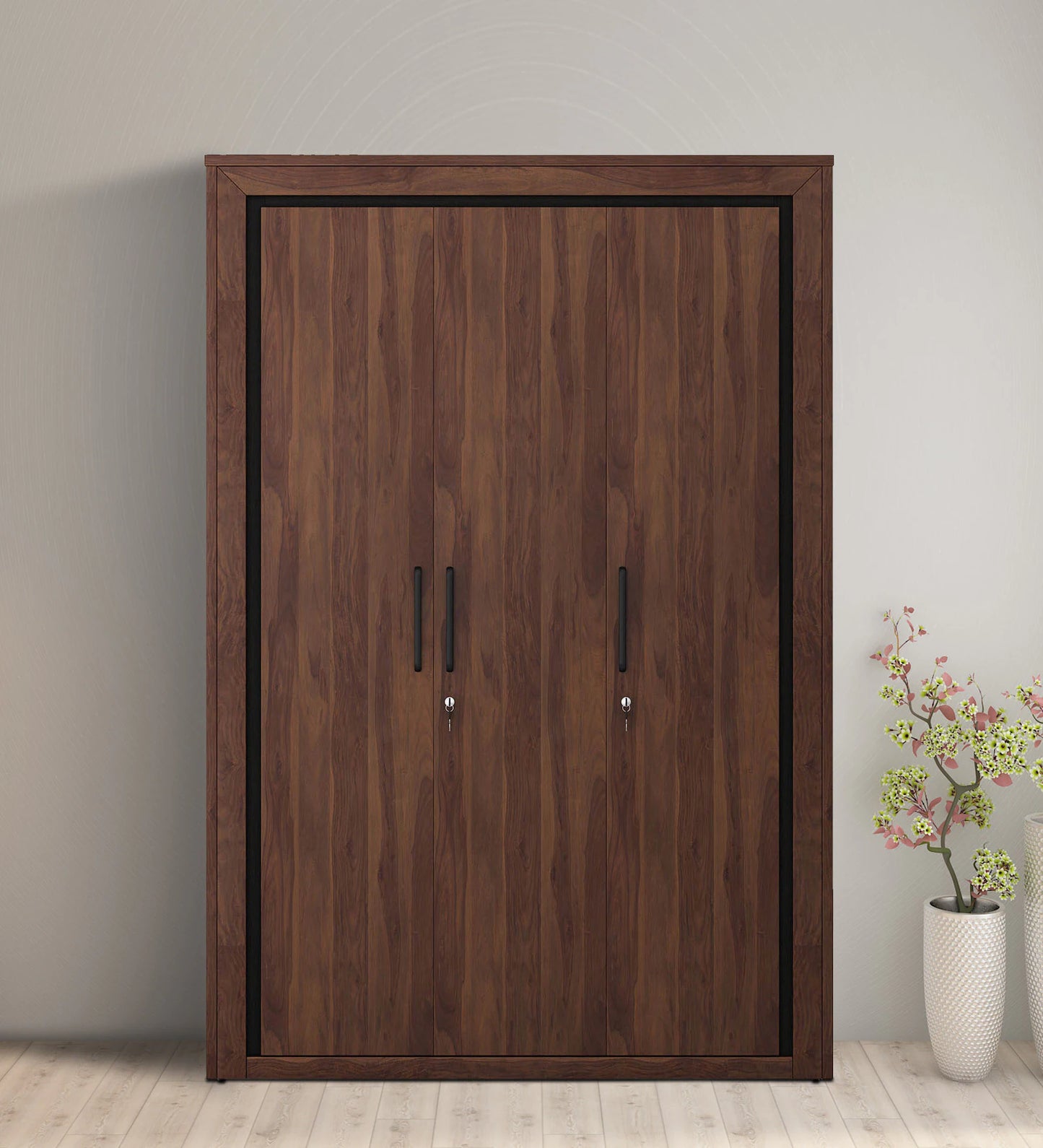 3 Door Wardrobe in Sheesham Finish with Drawer & Locker