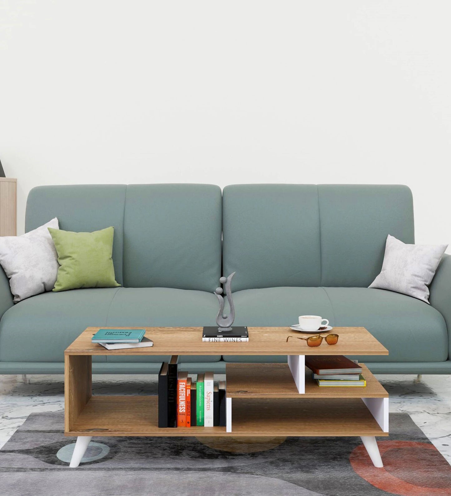 Dora Coffee Table In Canyon Oak And White Colour