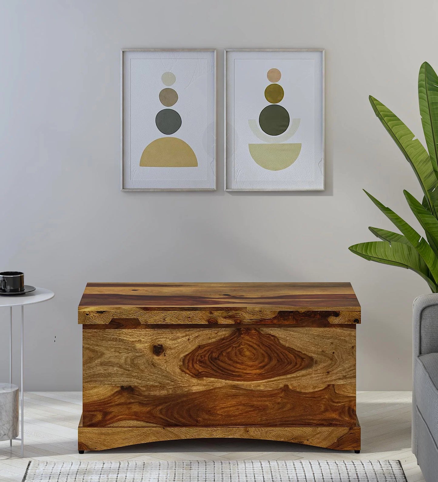 Sheesham Wood Trunk in Scratch Resistant Rustic Teak Finish