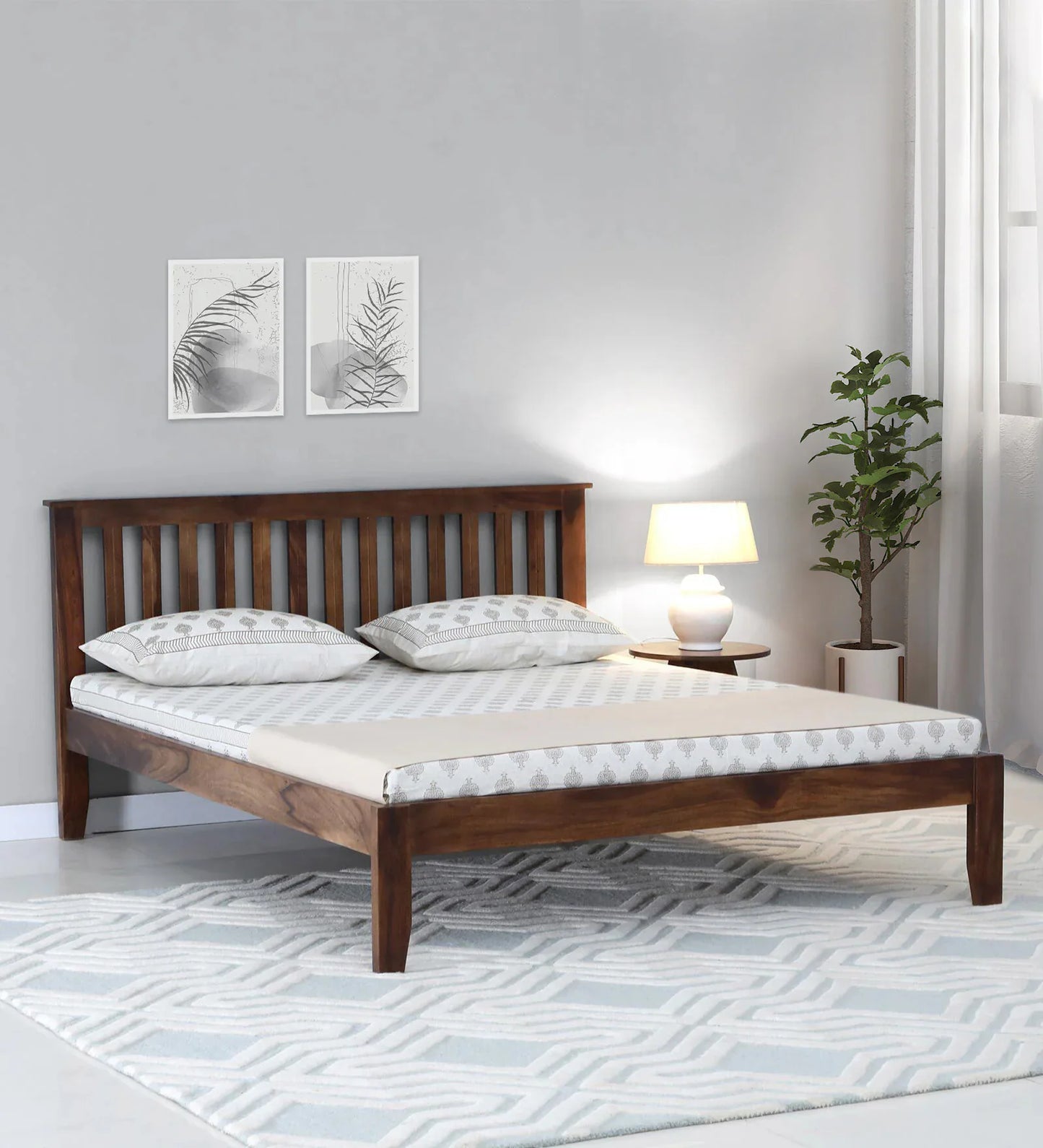 Sheesham Wood Queen Size Bed ( 60 X 72 ) In Provincial Teak Finish