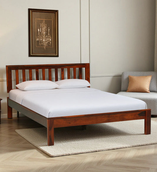 Sheesham Wood King Size Bed In Honey Oak Finish