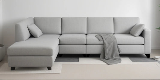 RHS Sectional Sofa (3+ Lounger) In Grey Colour