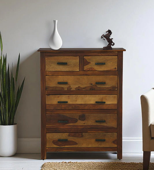 Sheesham Wood Chest Of Drawers in Scratch Resistant Provincial Teak Finish