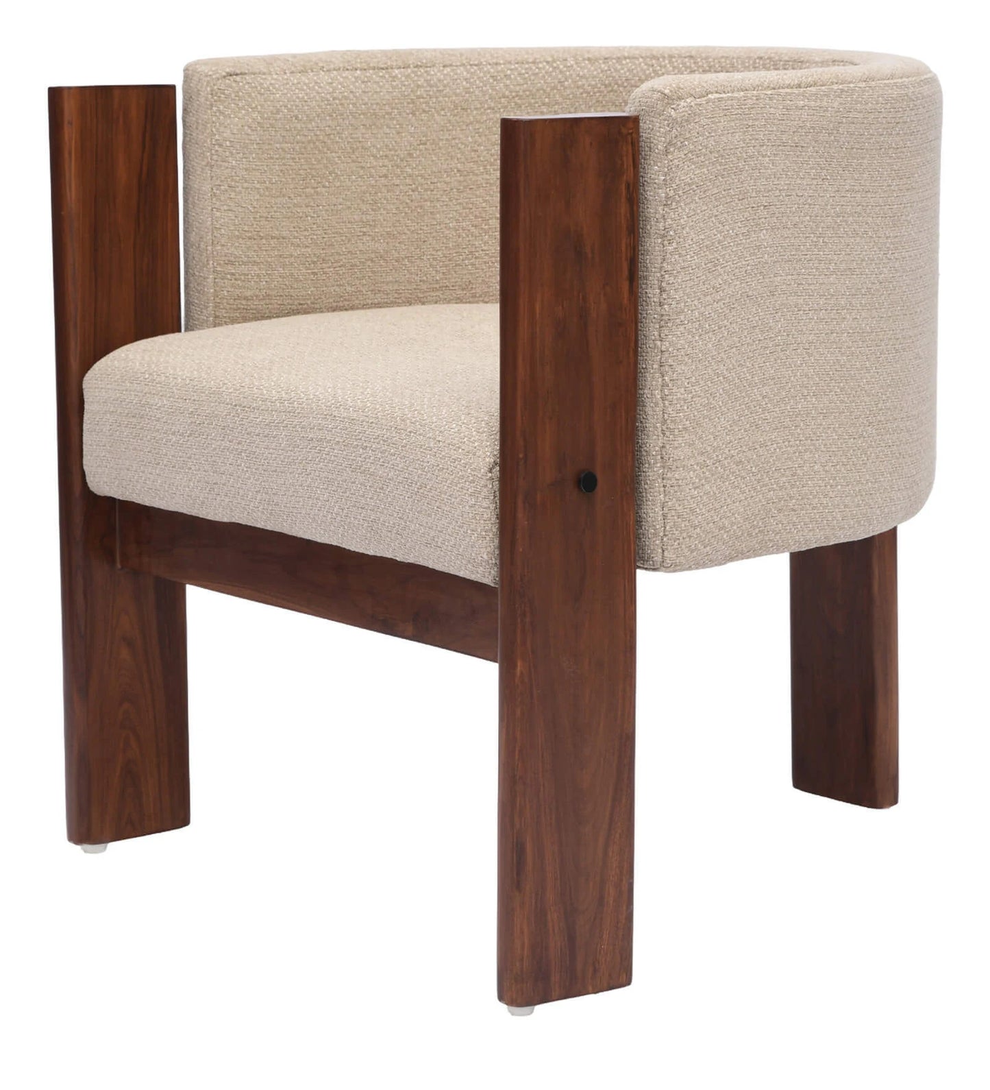 Monolo Fabric Arm Chair In Teak Finish