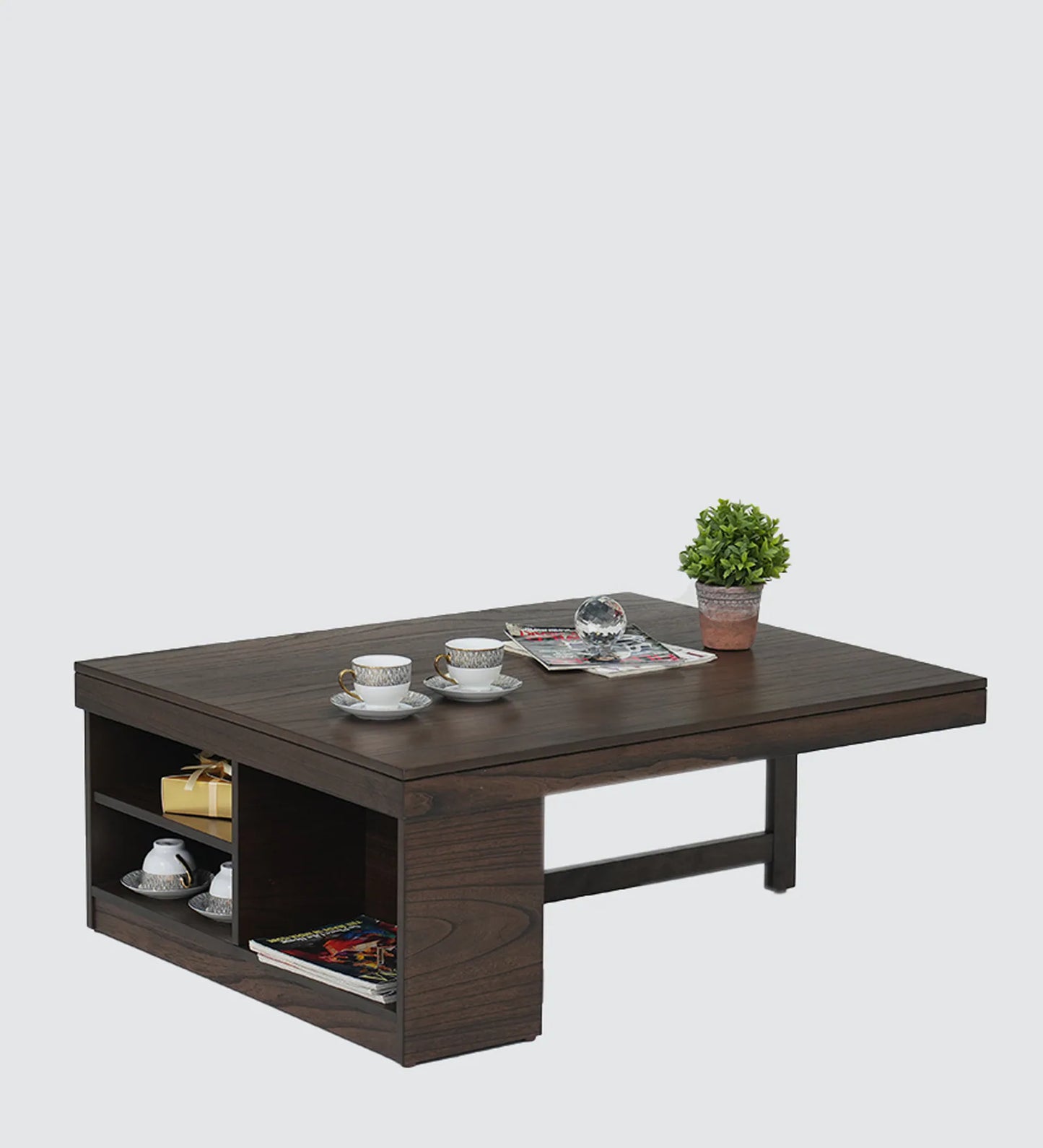 Coffee Table Set with 4 Stool in Brown Colour