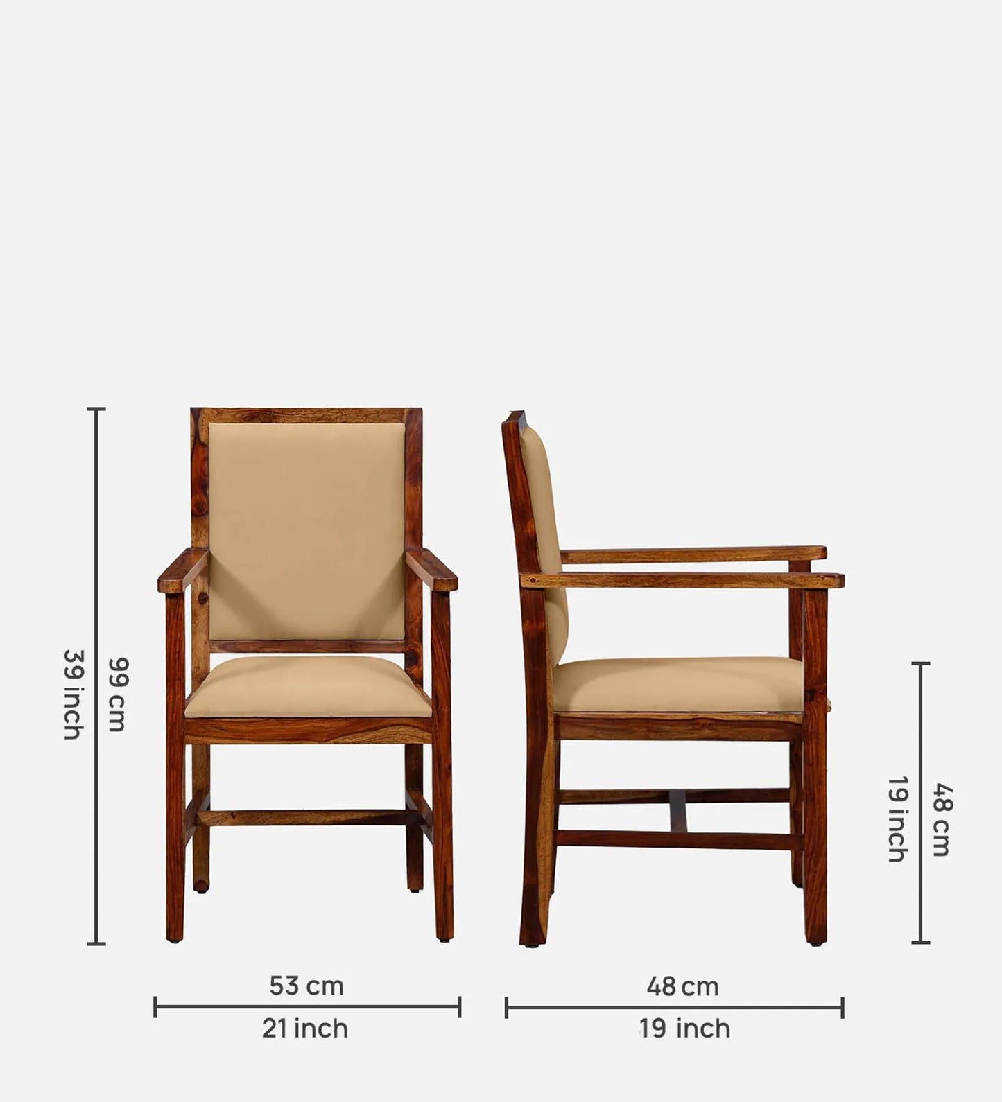 Peshtigo Sheesham Wood Arm Chair In Provincial Teak Finish