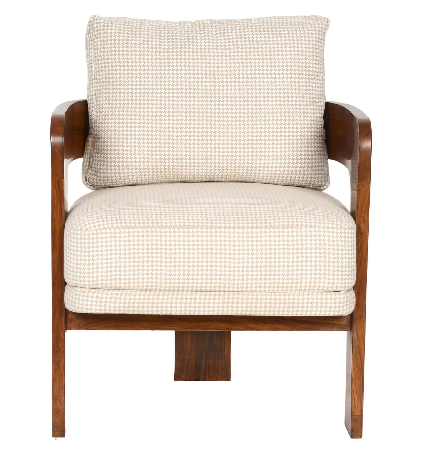 Aloa Fabric Arm Chair In Teak Finish