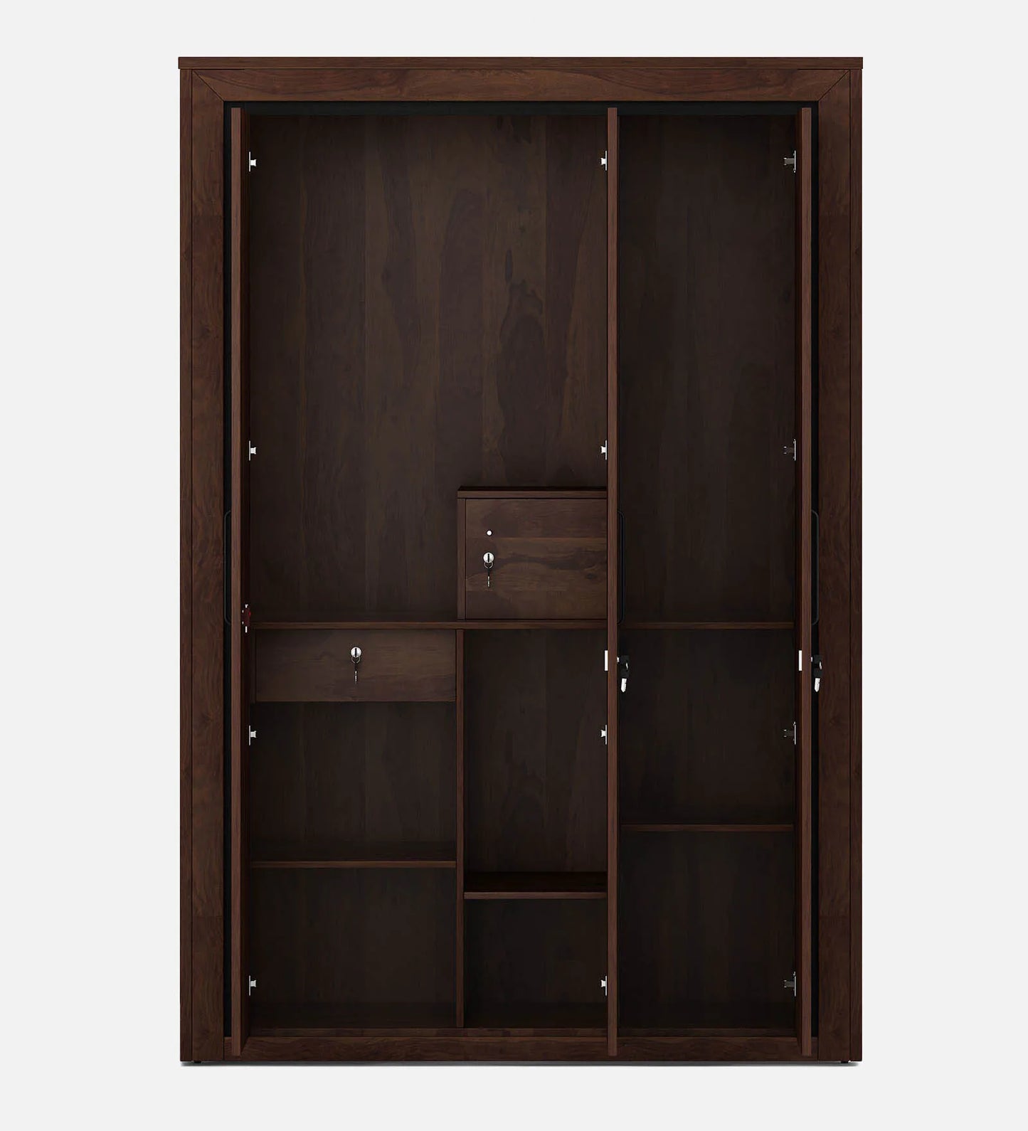 3 Door Wardrobe in Sheesham Finish with Drawer & Locker