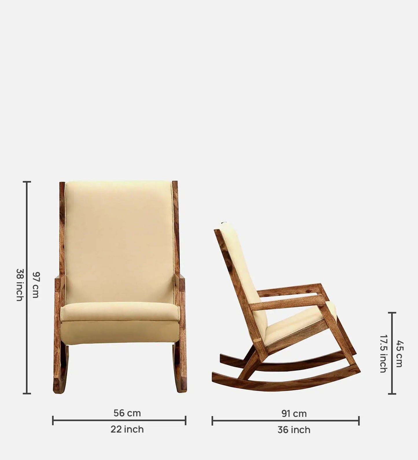 Rezzan Sheesham Wood Rocking Chair in Rustic Teak Finish