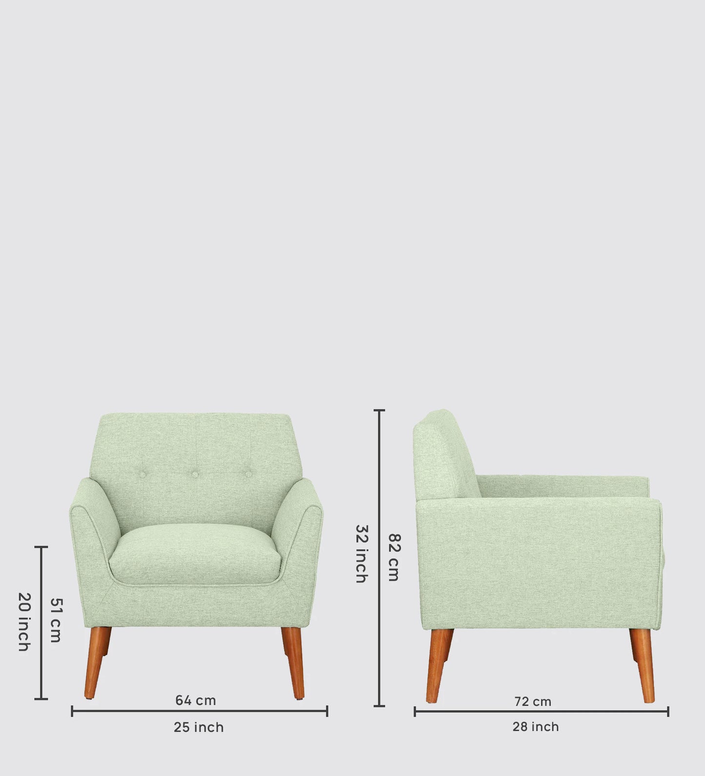 Fabric Lounge Chair in Light Green Colour