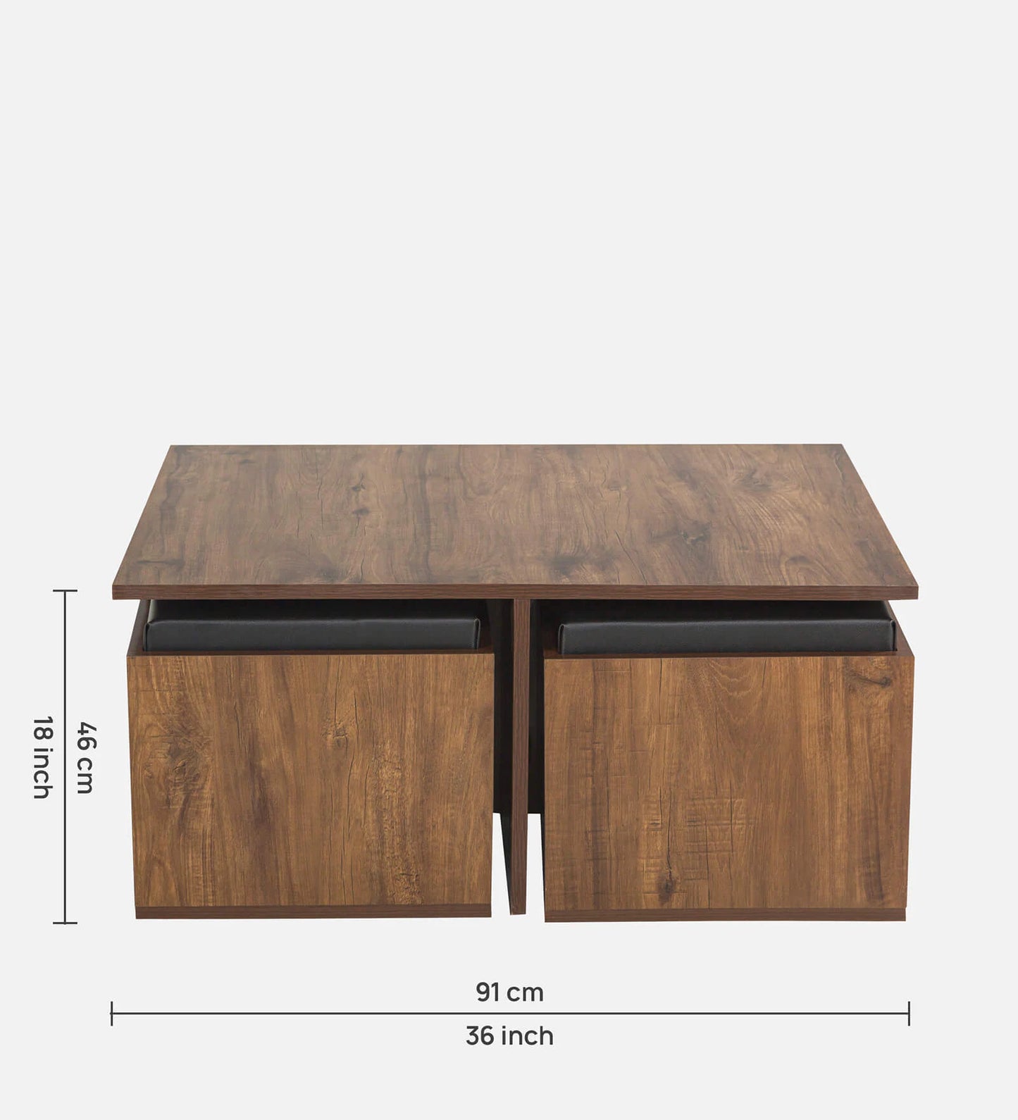 Nesting Coffee Table With 4 Stools In Classic Walnut Finish