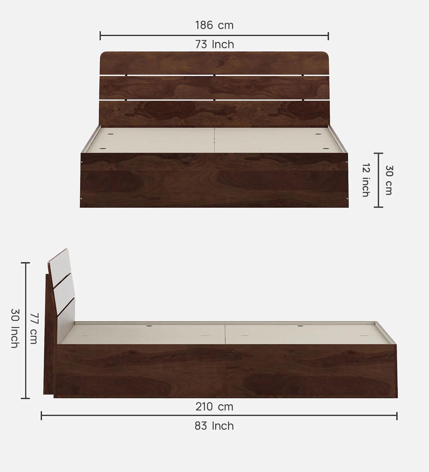 King Bed In Sheesham Finish With Box Storage