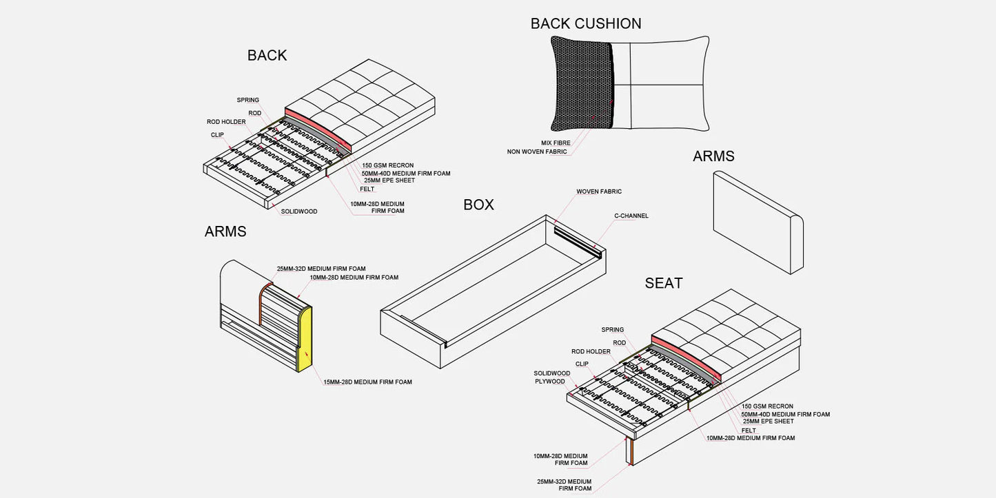 Fabric Pull Out Sofa Cum Bed In Sandy Brown Colour With Storage