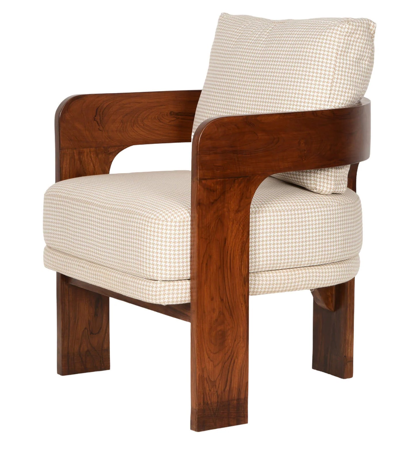 Aloa Fabric Arm Chair In Teak Finish
