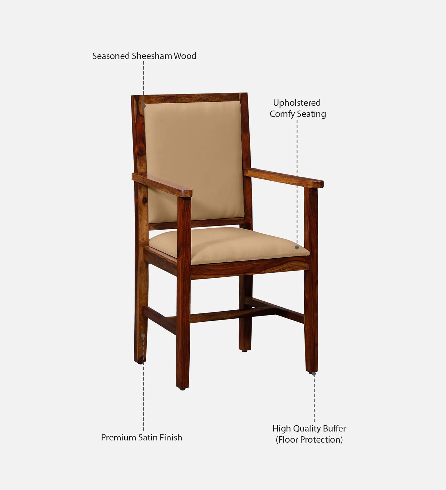 Peshtigo Sheesham Wood Arm Chair In Provincial Teak Finish