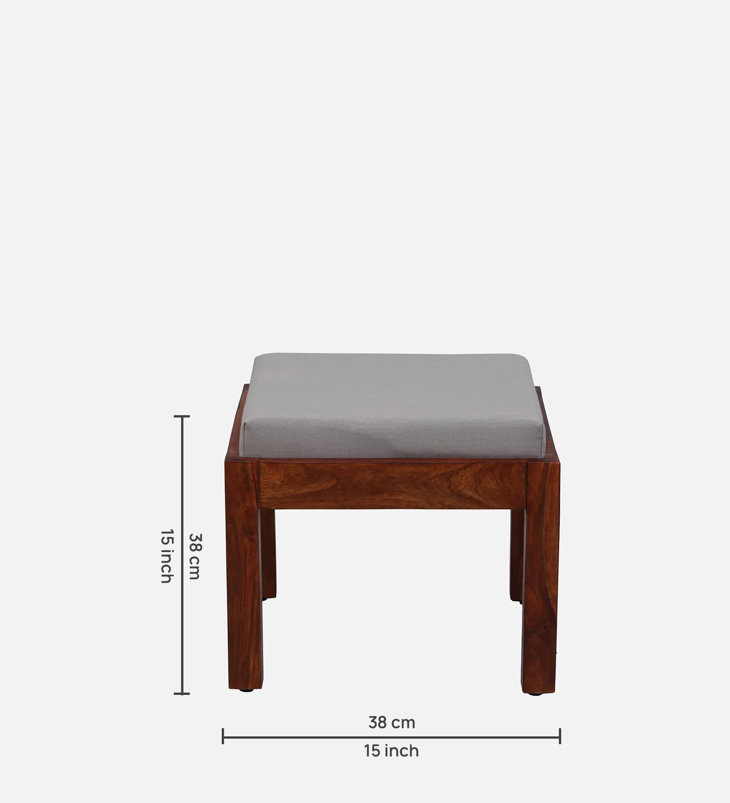 Sheesham Wood Nesting Coffee Table Set in Scratch Resistant Honey Oak Finish With Cushioned Stools