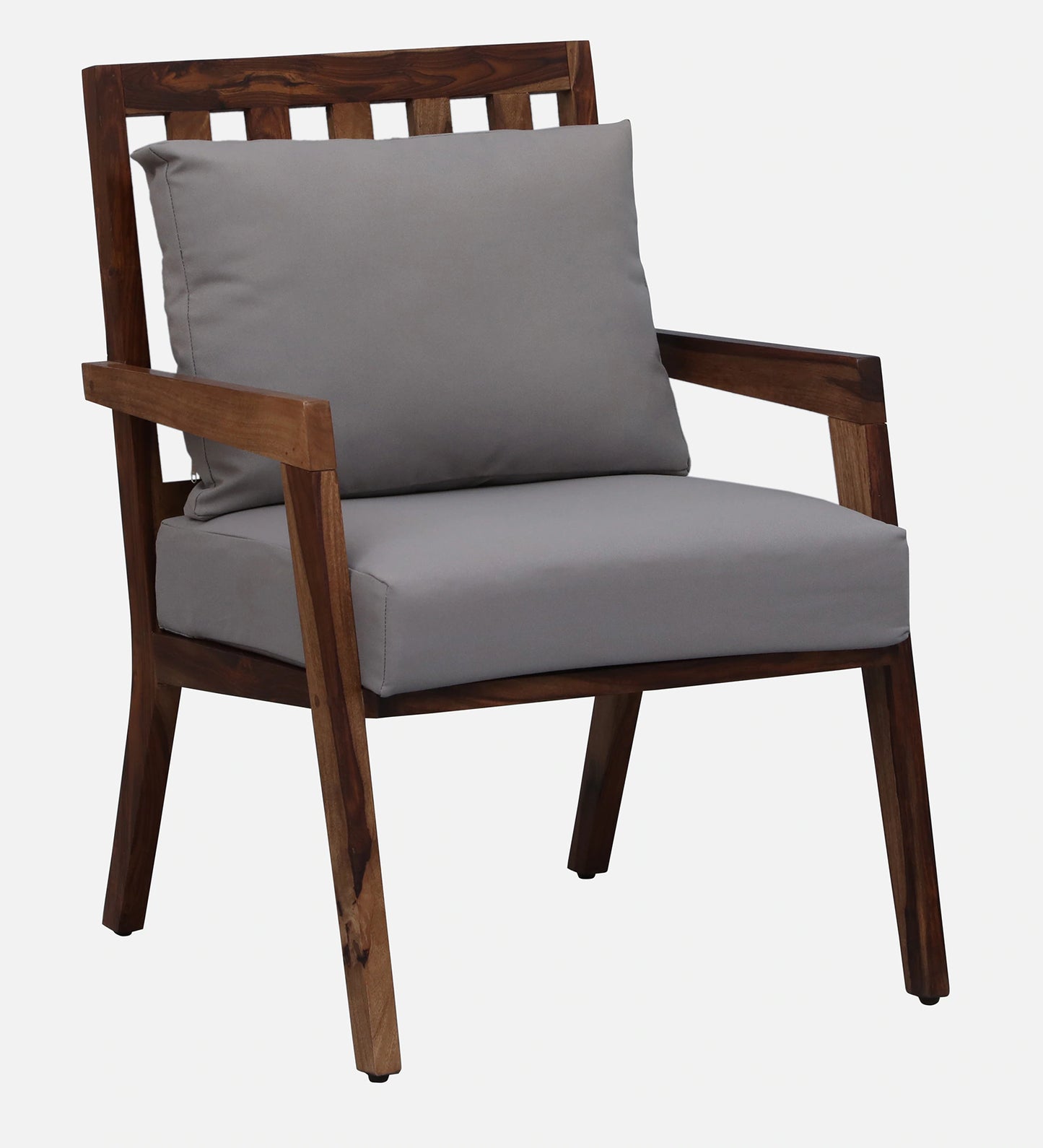 Milton Sheesham Wood Arm Chair In Grey & Rustic Teak Finish