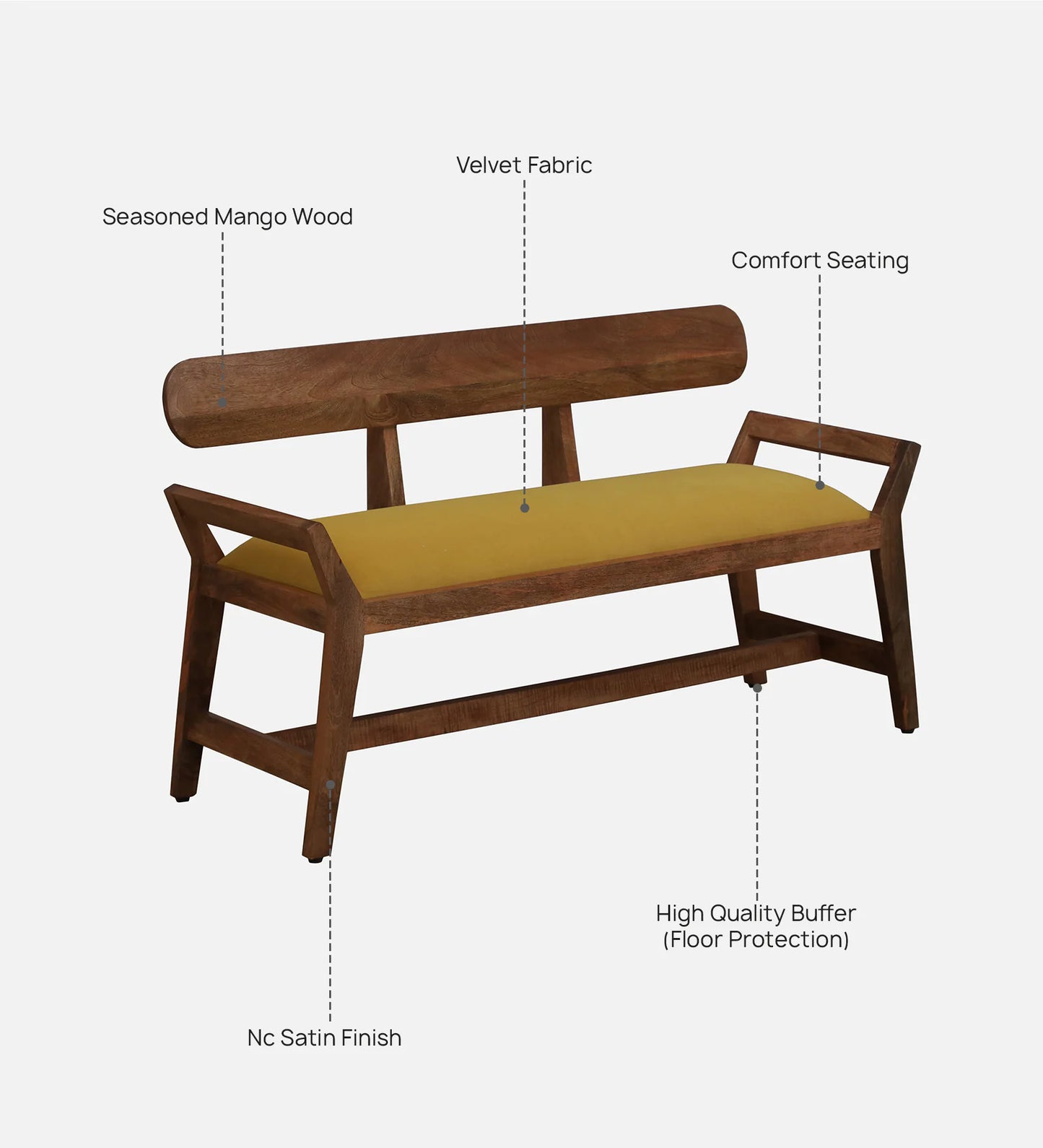 Mango Wood Settee In Natural Finish
