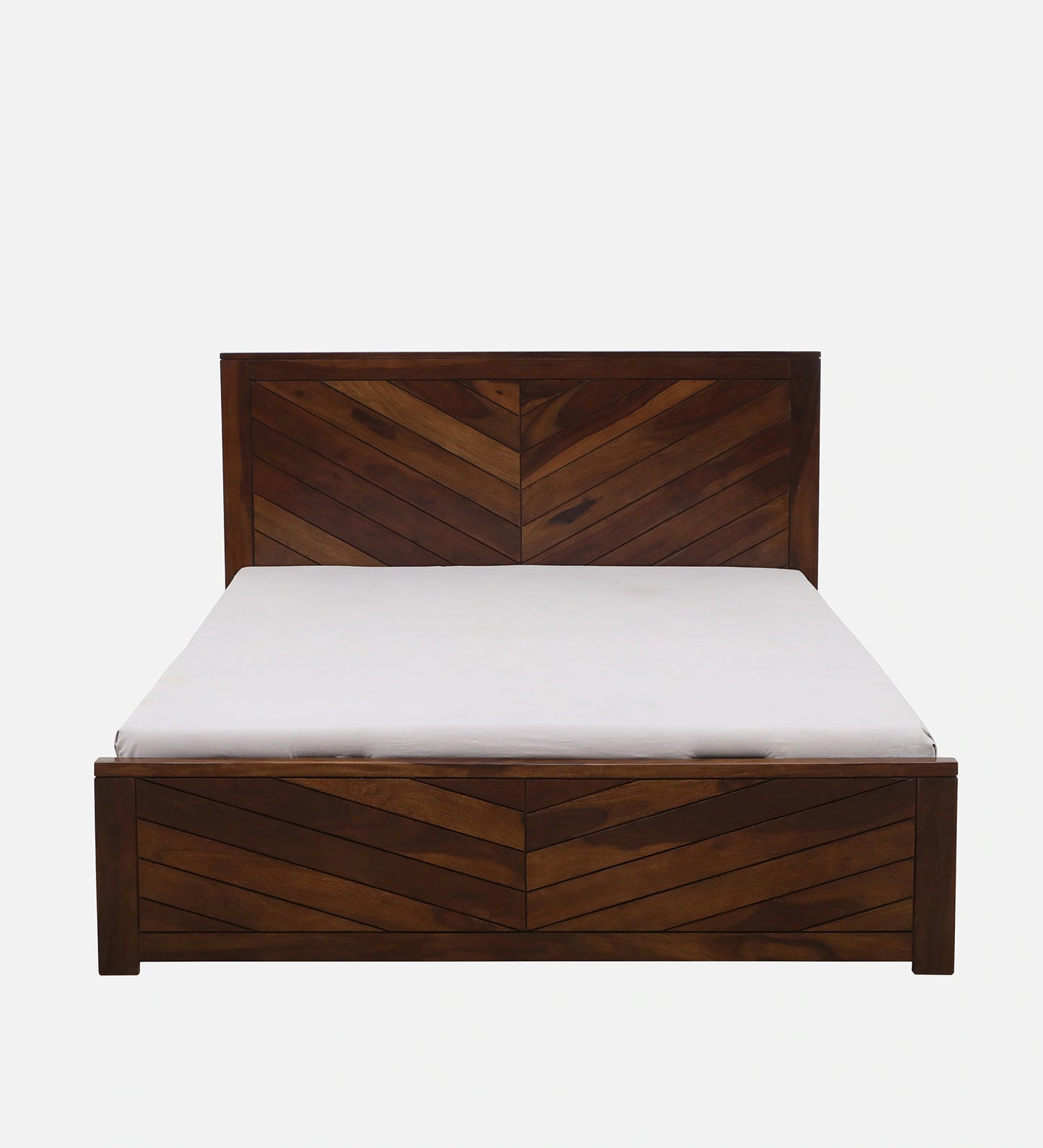 Sheesham Wood King Size Bed In Scratch Resistant Provincial Teak Finish With Hydraulic Storage