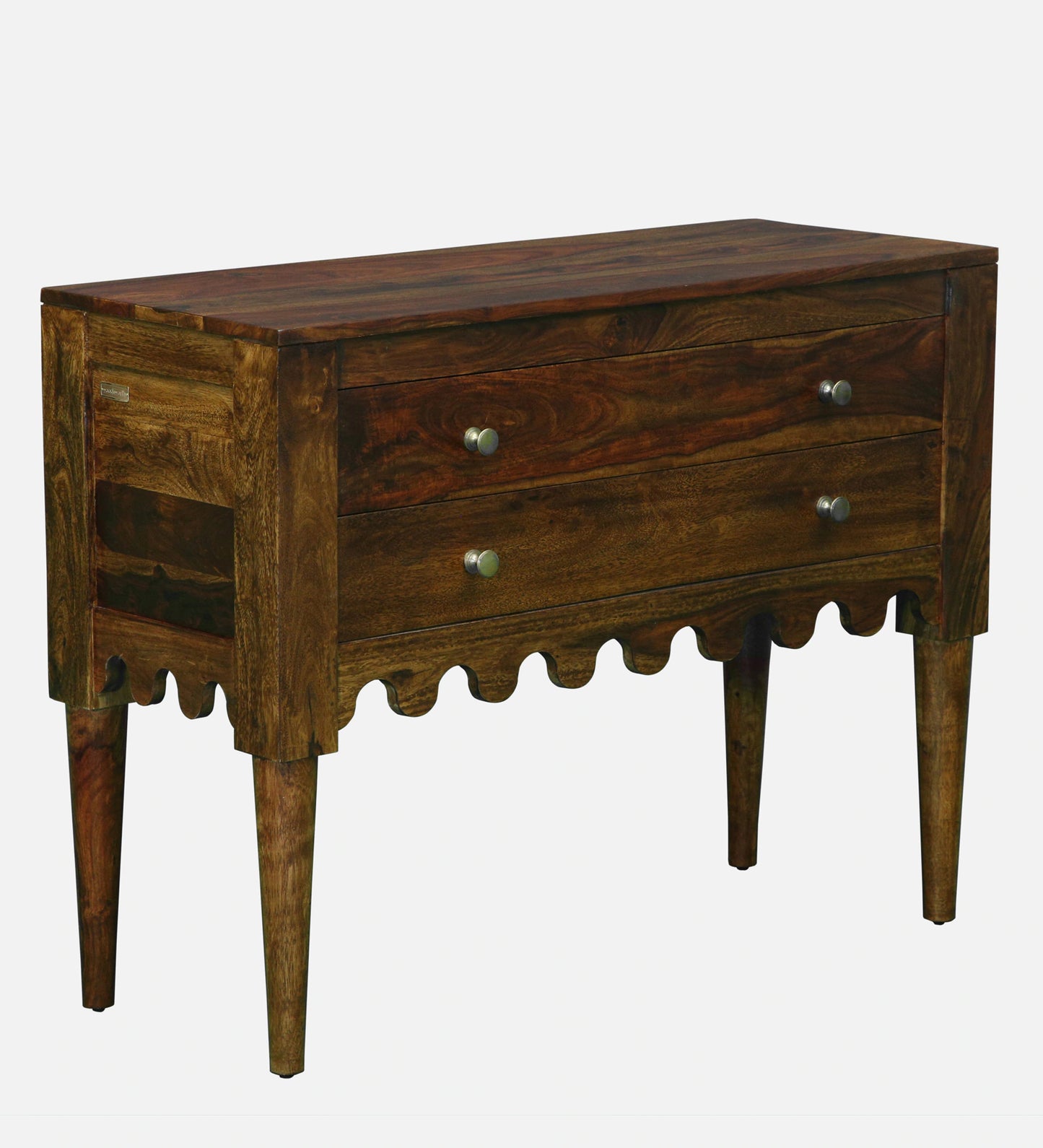 Ravenel Sheesham Wood Two Drawer Console Table In Provincial Teak Finish