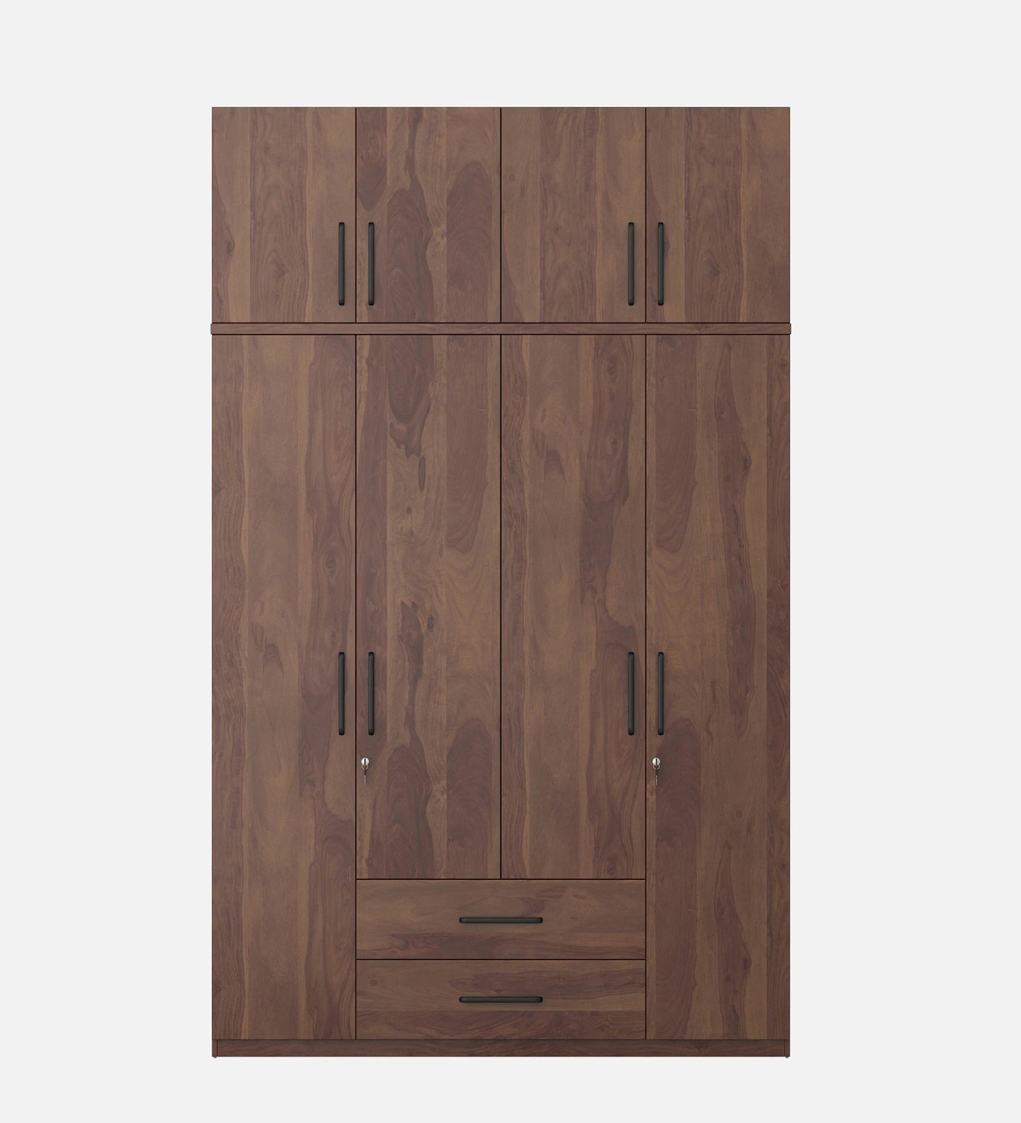 Solid Wood 4 Door Wardrobe With Loft In Sheesham Finish With Locker & Drawer