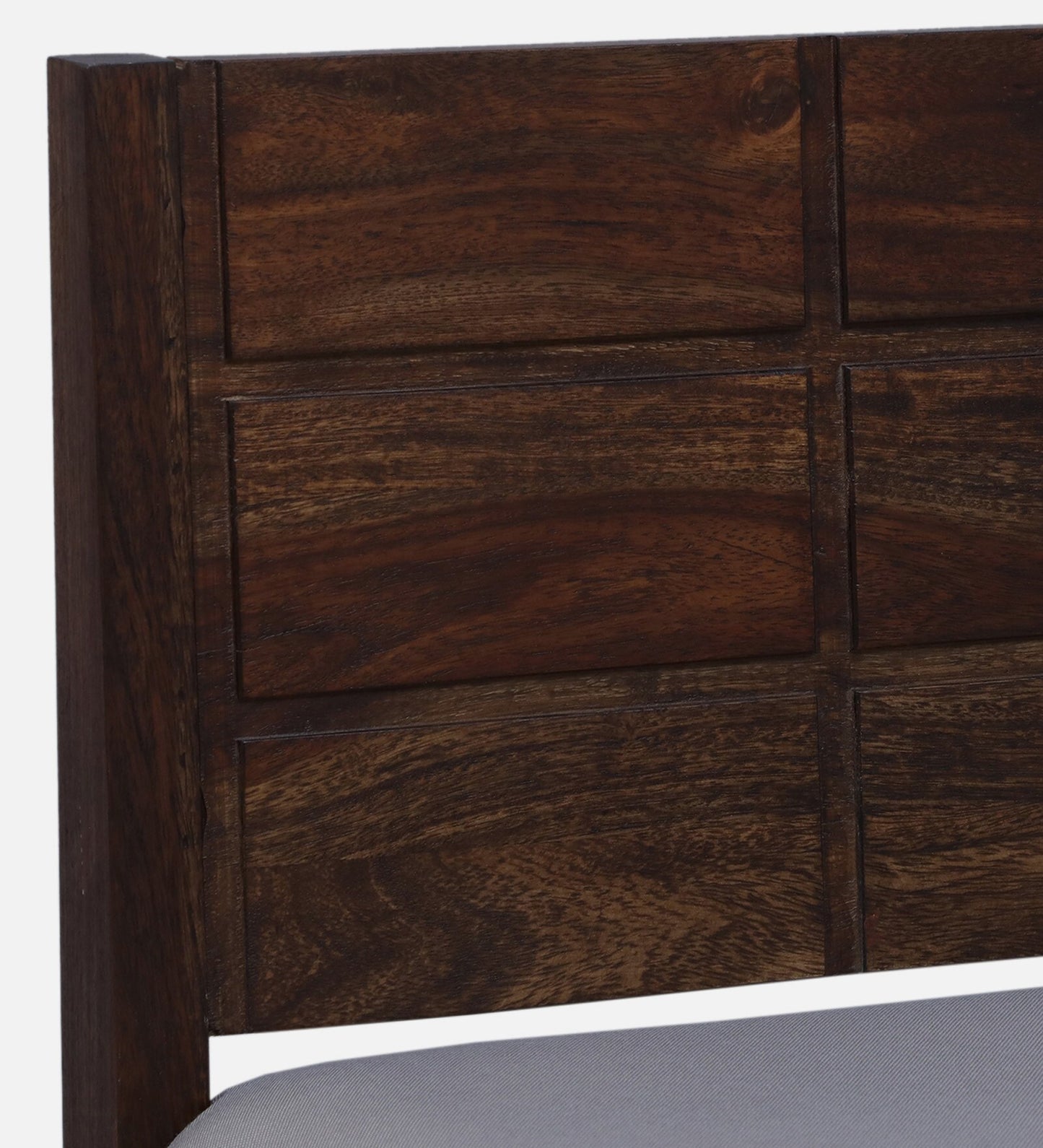 Sheesham Wood Full Back Bar Stool In Provincial Teak Finish with Beige Cushion