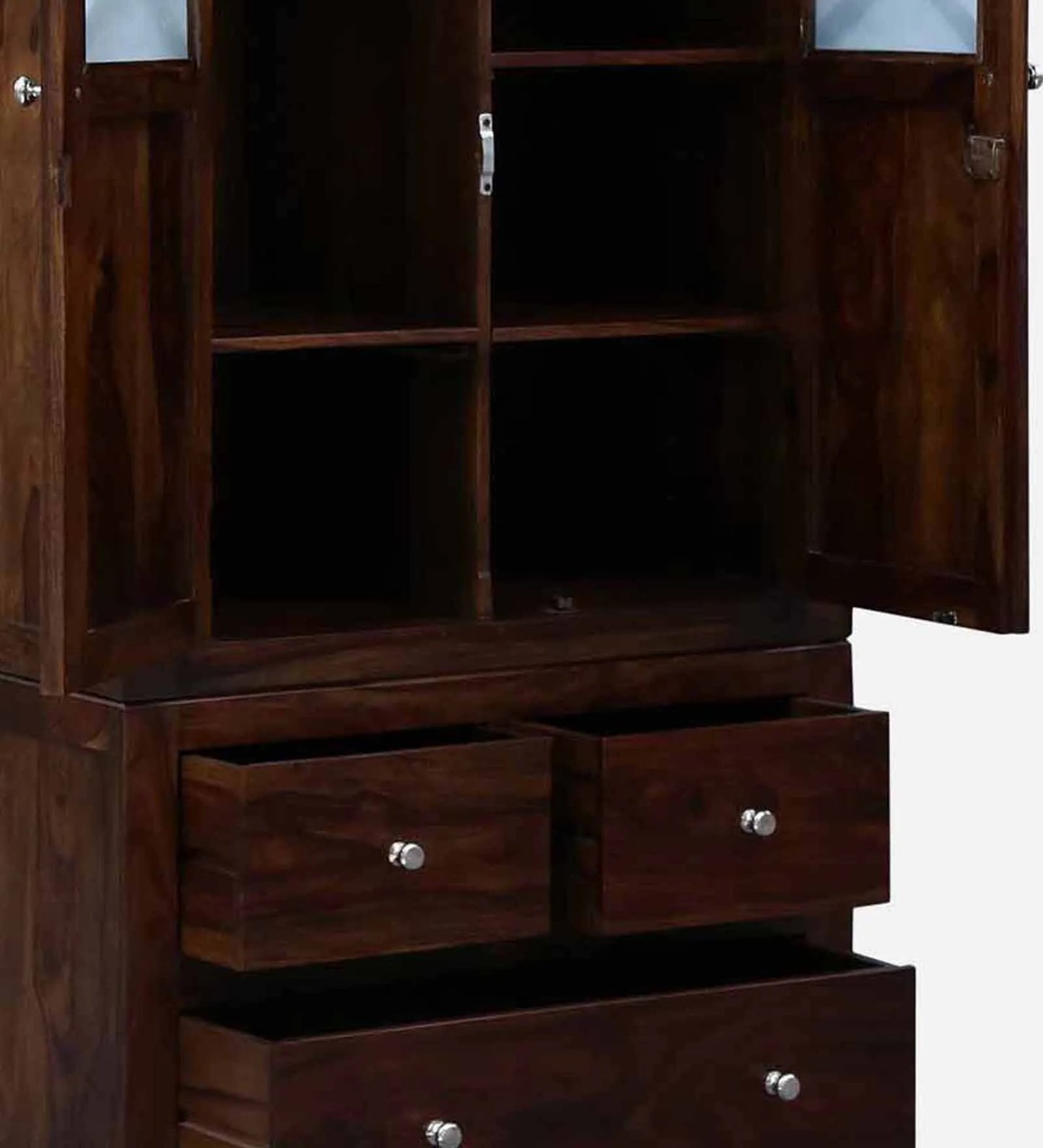 Sheesham Wood 2 Door Wardrobe In Scratch Resistant Provincial Teak Finish With Drawer