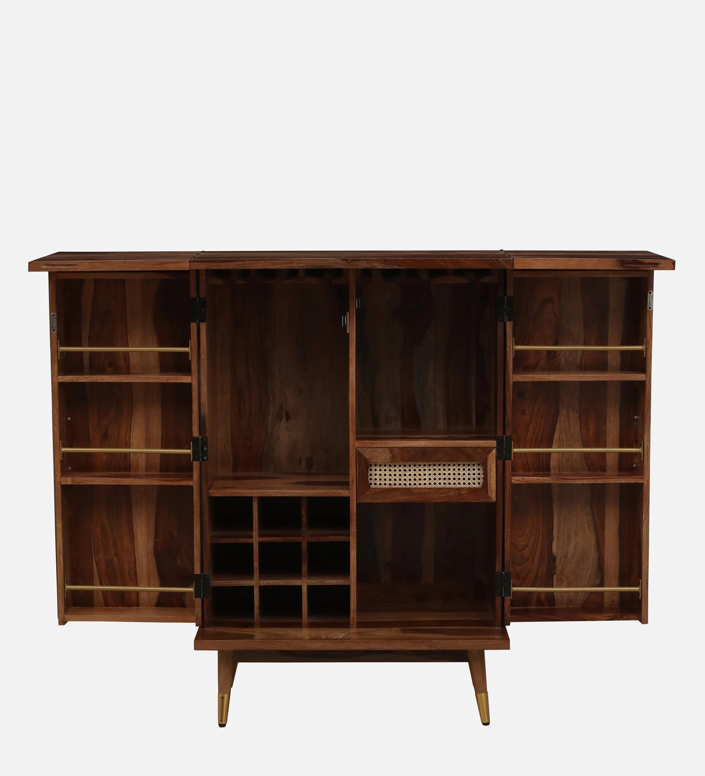 Sheesham Wood Bar Cabinet In Rustic Teak Finish