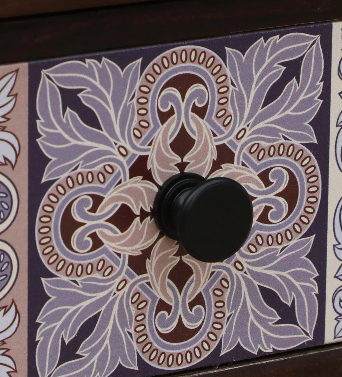 Zellige Solid Wood End Table In Tubbaq Finish With Drawer