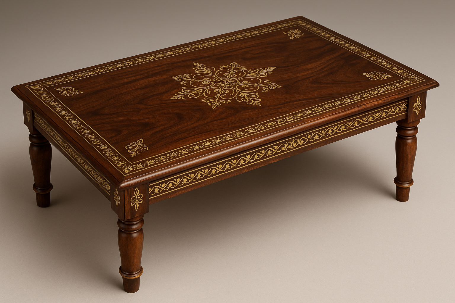 sheesham wood furniture center table pital work 